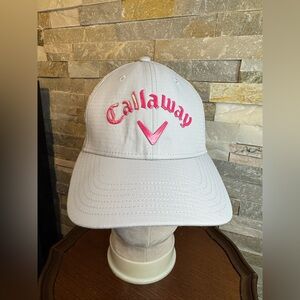 Callaway Performance Pro Golf Strap Back Cap Hat Light Grey Pink EUC